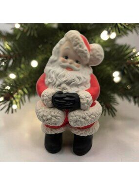 Vintage Atlantic Mold Ceramic Santa Claus Figurine Christmas Decor 7" Red White